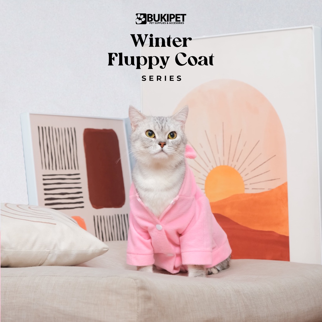 baju kucing anjing kelinci monyet lucu murah aksesoris hewan kecil - WINTER FLUPPY COAT