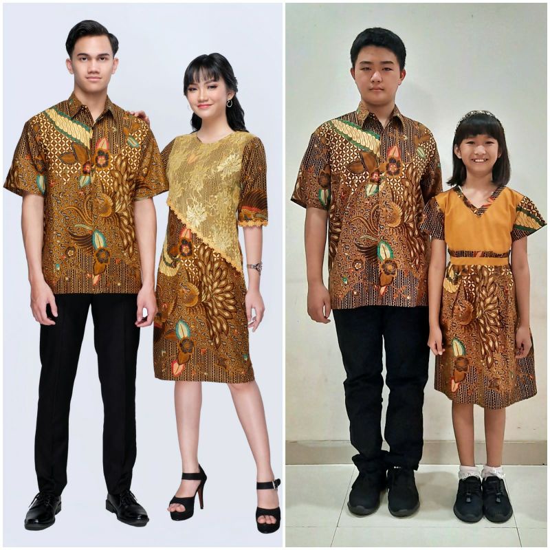 Couple keluarga dress batik solo asli mix brokat mama papa anak dijual terpisah M L XL XXL 4L 5L