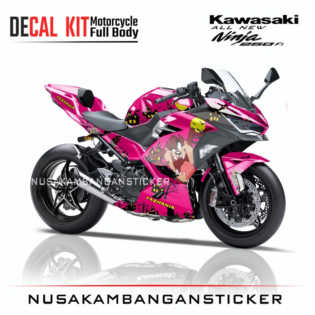STIKER DECAL SEPEDA MOTOR KAWASAKI NINJA 250 FI ALL NEW FULL BODY TASMANIA PINK GRAFIS RACING TEAM S