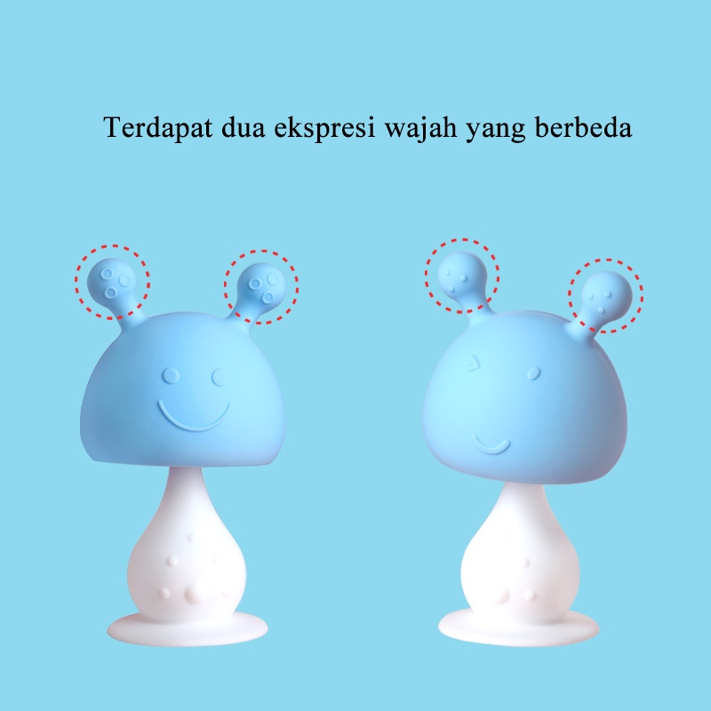 [1KG 25PCS] Babyland Mainan Teether Jamur Lonceng Lucu Gigitan Kerincingan Bayi