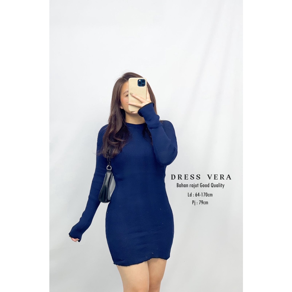 Basic id fashion Dres rajut vera /  Dres rajut lengan panjang / Dres rajut bodycon