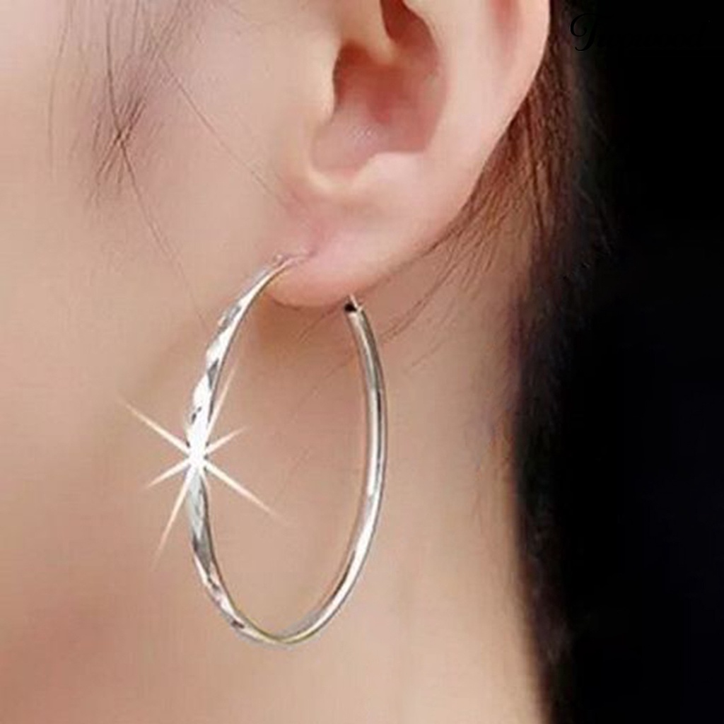 1 Pasang Anting Hoop Berlian Tipe Lingkaran Besar Non Alergi Hypoallergenic Tahan Pudar Untuk Wanita