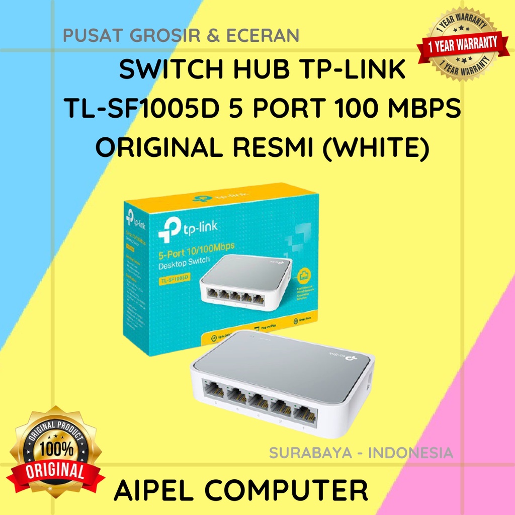 SF1005D | SWITCH HUB TP-LINK TL-SF1005D 5 PORT 100 MBPS ORIGINAL RESMI