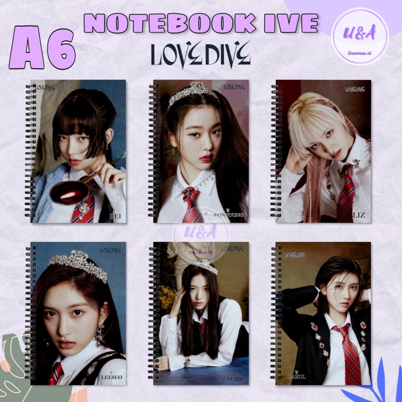 

[Unaverse] NOTEBOOK A6 IVE LOVE DIVE Buku Wonyoung Yujin Gaeul Murah