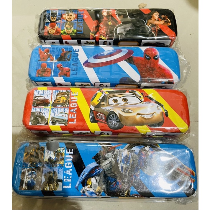 

pencil case kaleng model mobil bus motif super hero satuan