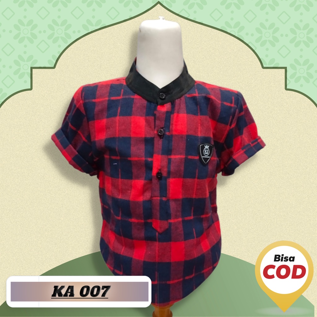 Zagzeg Clothing Promo Murah Baju Kemeja Anak lengan Pendek Koko Kurta Flanel Anak Kotak Kotak Cowok Laki Laki umur usia 2 3 4 5 6 7 tahun