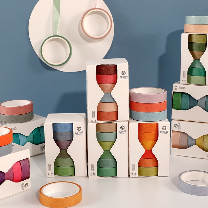 

Set Washi Tape Basic Color isi 6 pcs untuk journaling scrapbook dan dekorasi