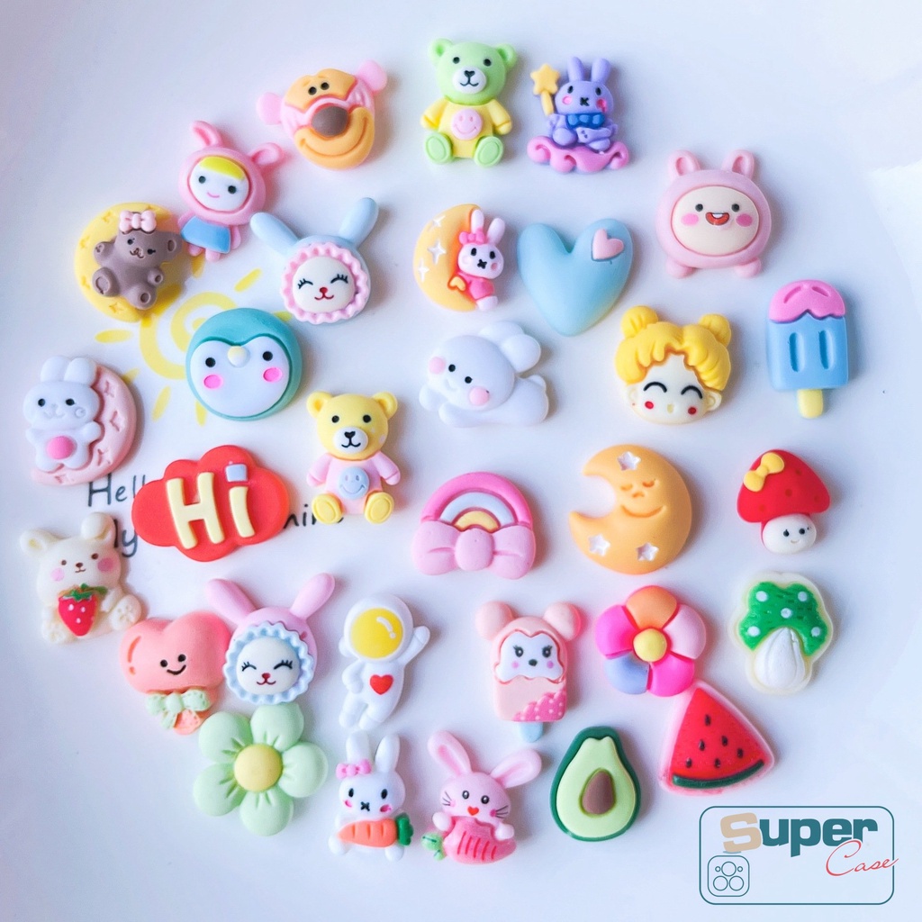 Stiker Patch Resin Desain Kartun Boneka 3D Aksesoris Dekorasi Handphone / Mainan DIY