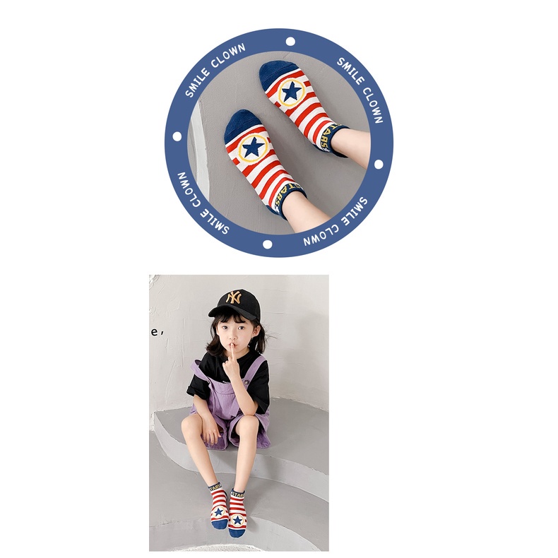 ELFYDO KS24Kaos Kaki anak Cowok Laki Laki Captain Amerika