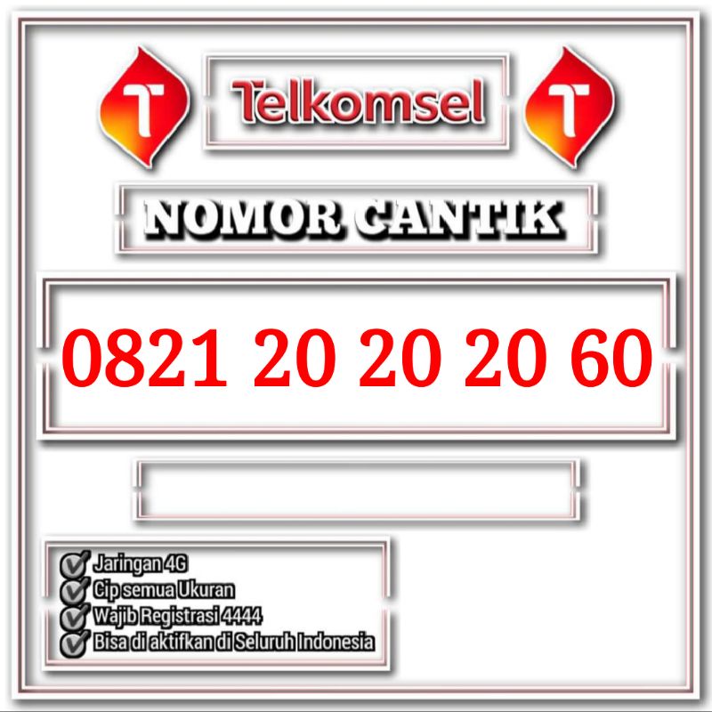 nomor cantik simpati 20 20 20 60