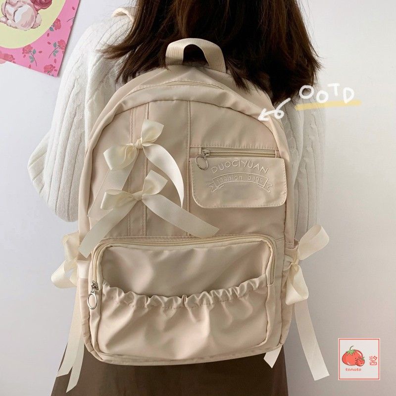 Sera ins cute bow all-match girl college style casual chic Japanese Hong Kong style Lolita JK backpack