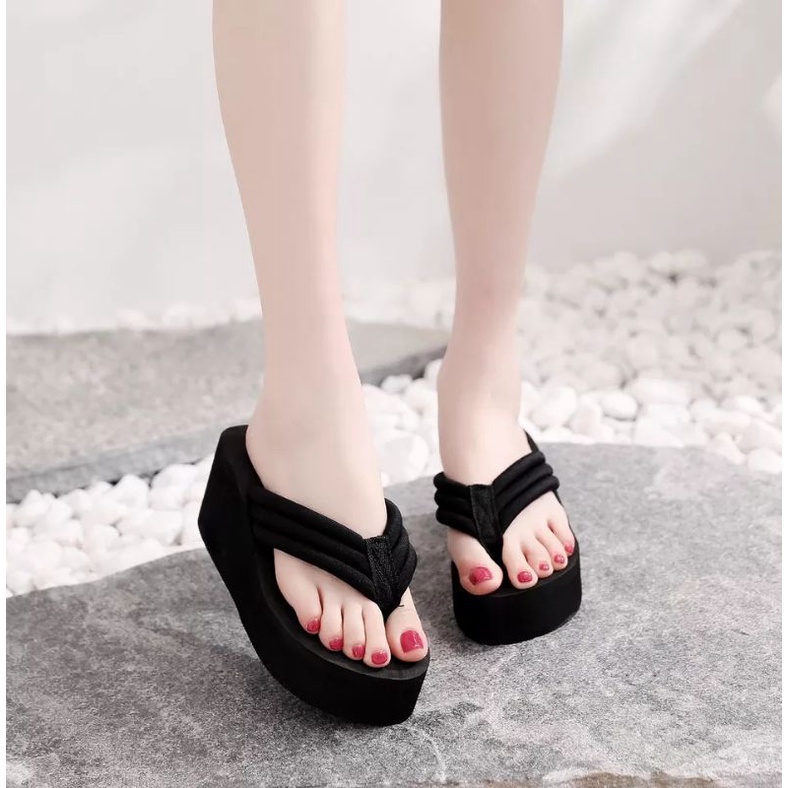 Sandal Wedges Jepit BALOK Elegan | Sandal Wanita