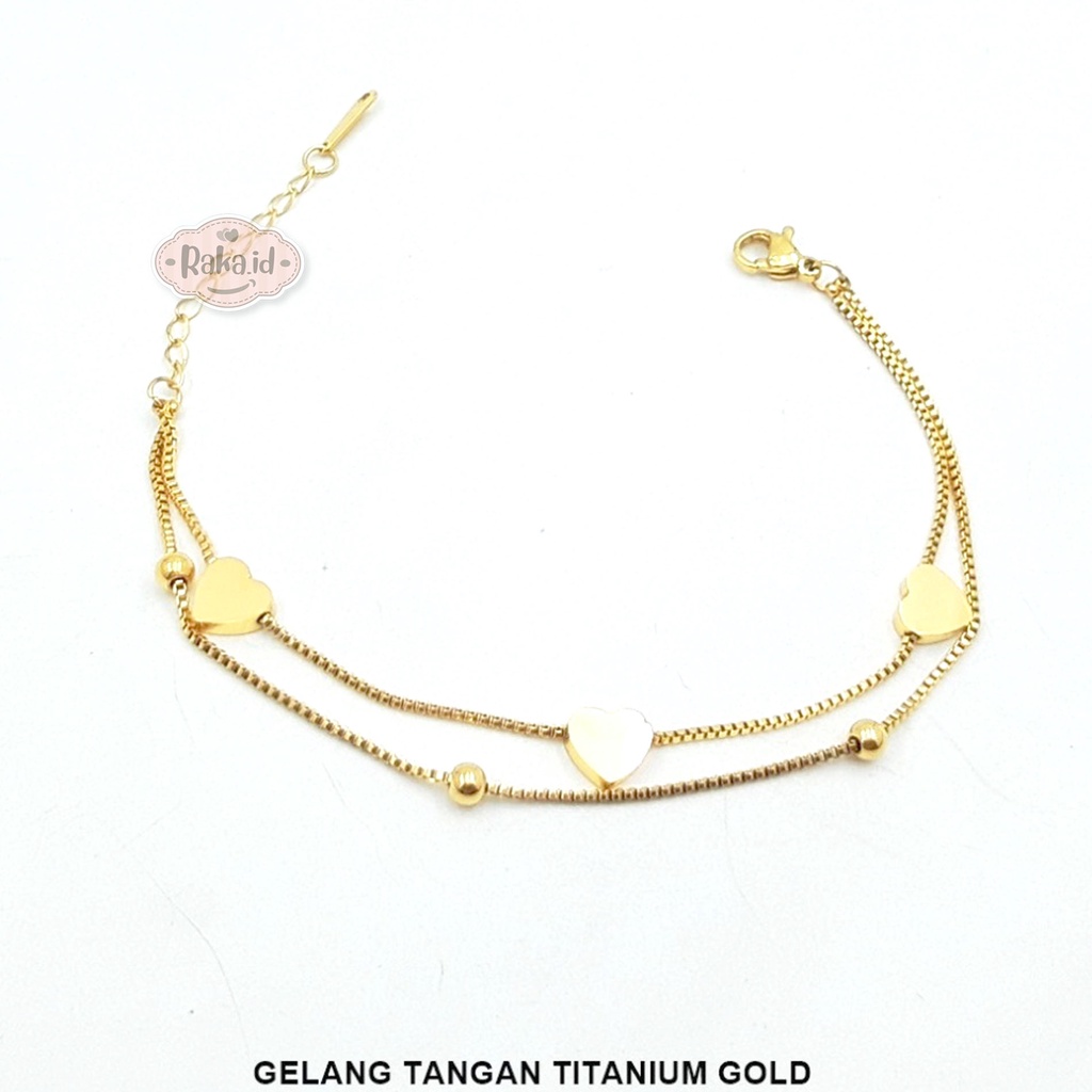 Gelang Titanium Wanita Anti Karat Motif Love Biji Lada 1212