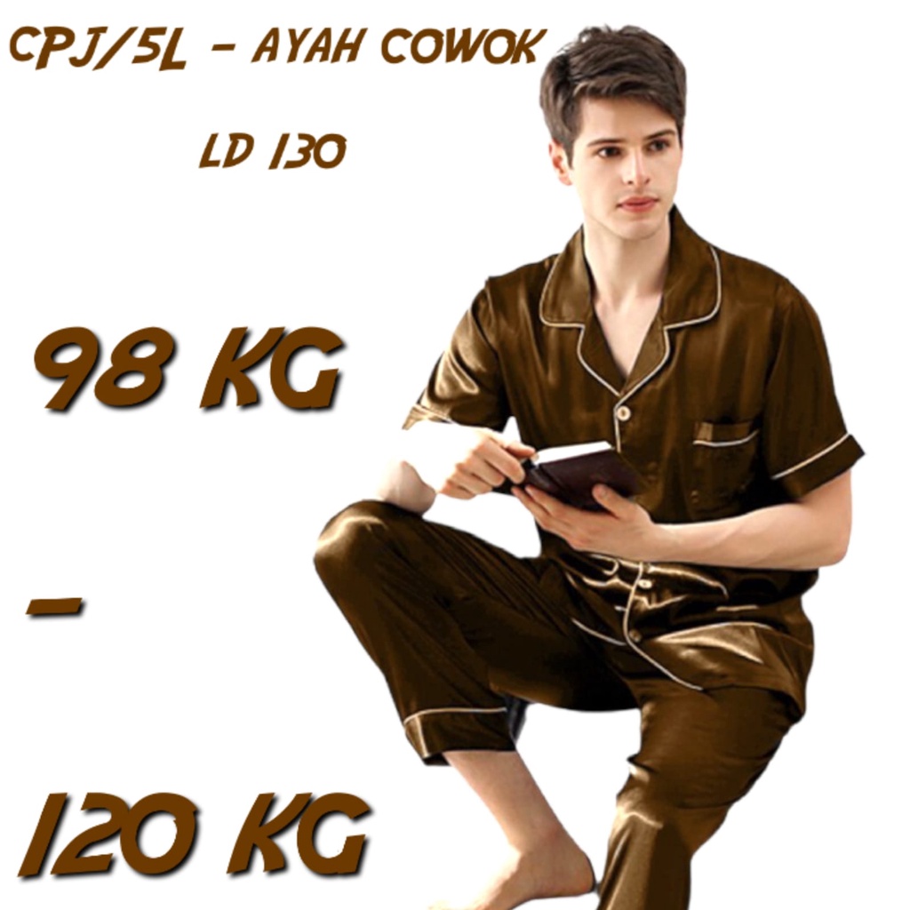 {PART2}Piyama Baju Tidur Jumbo Pria / Cowok Ld 120 130 140 Set Celana Bahan Satin Silk Premium