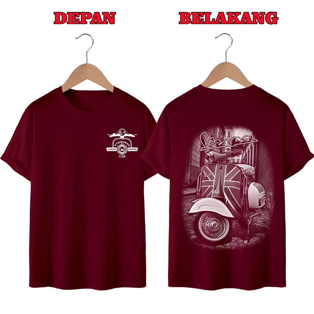 KAOS DISTRO UNISEX (PRIA DAN WANITA) TERBARU, KAOS JUMBO VESPA BENDERA