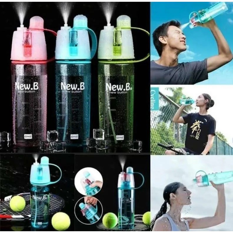 Botol Minum New B Sport Spray Water Bottle 600 ML Botol Semprot - Kenji Shop