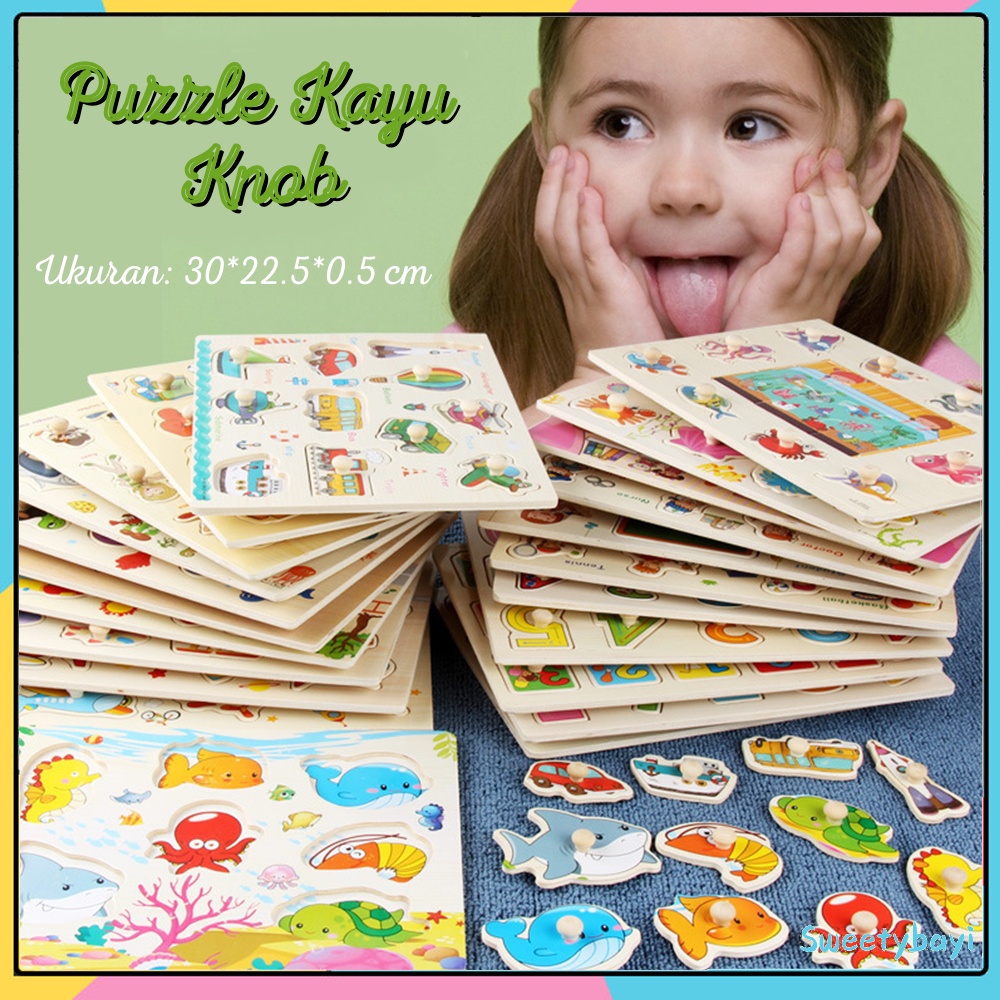 Sweetybayi Puzzle knob puzzle kayu premium Jigsaw wooden puzzle