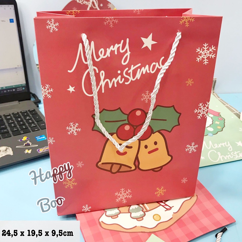 bag paper gift bag tas kado kertas goodie bag christmas natal medium simlx  24,5 x 19,5 x 9,5cm