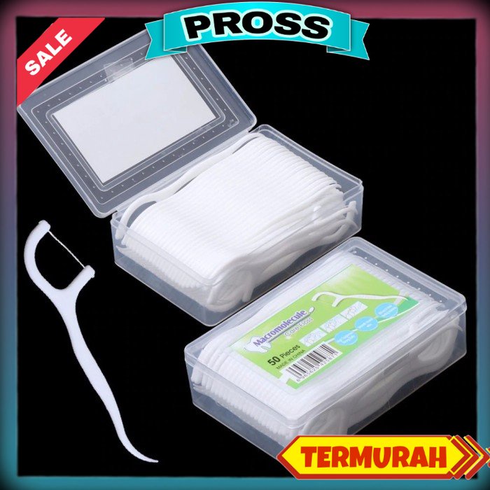 benang tusuk gigi pembersih sela gigi steril 1 Box isi 50 LBX Macromolecul carea Dental floss