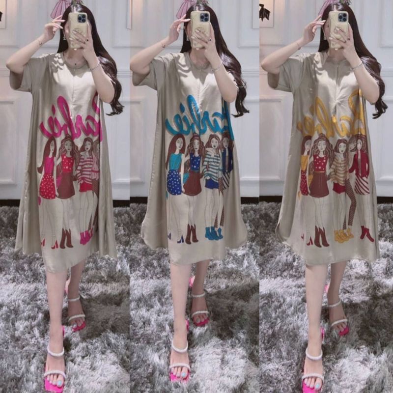 DRESS VIRAL KEKINIAN BARBIE KOREA STYLE HOMEDRESS KARAKTER RAYON JUMBO DASTER SOFIA TERBARU JUMBO