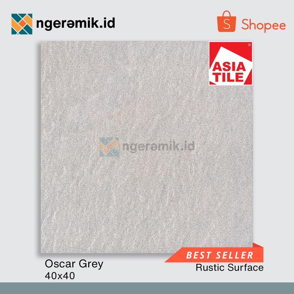 Keramik Lantai Kasar 40x40 Asia Tile Oscar Grey Black 40x40 / Keramik Kasar Garasi/ Keramik Lantai W