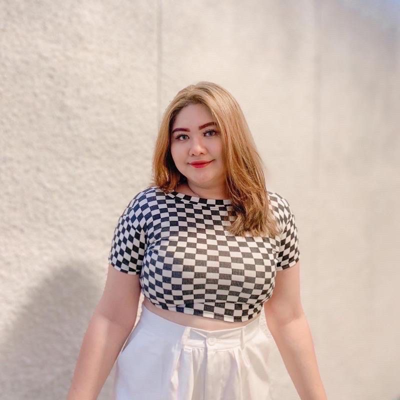CHECKER CATUR CROP TOP - TERSEDIA UKURAN STANDAR&amp;JUMBO