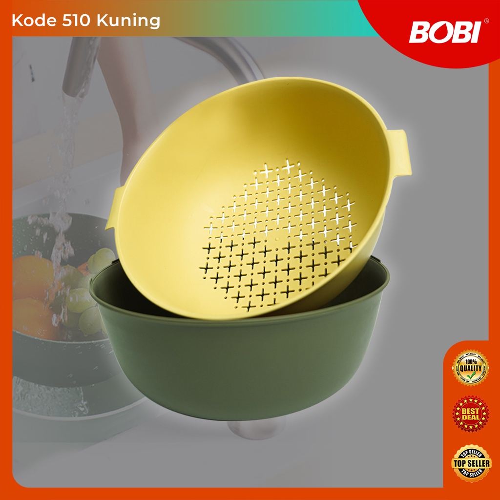 Saringan Baskom Buah atau Sayur Putar / Pengering &amp; Pencuci Makanan Double Layer - Rolling Colander Double Layer