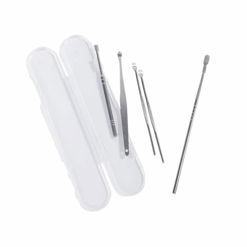 pembersih telinga stainless steel 5 in 1 korek kuping stainless steel 5 in 1 alat pembersih kotoran telinga pembersih kuping Ear wax aman bagus murah berkualitas