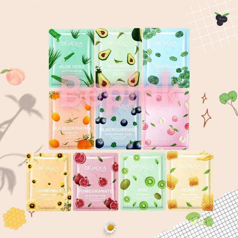 BIOAQUA SHEET MASK ESSENCCE FRUIITS- VEGETTABLES (BEPINK OFFICIAL)