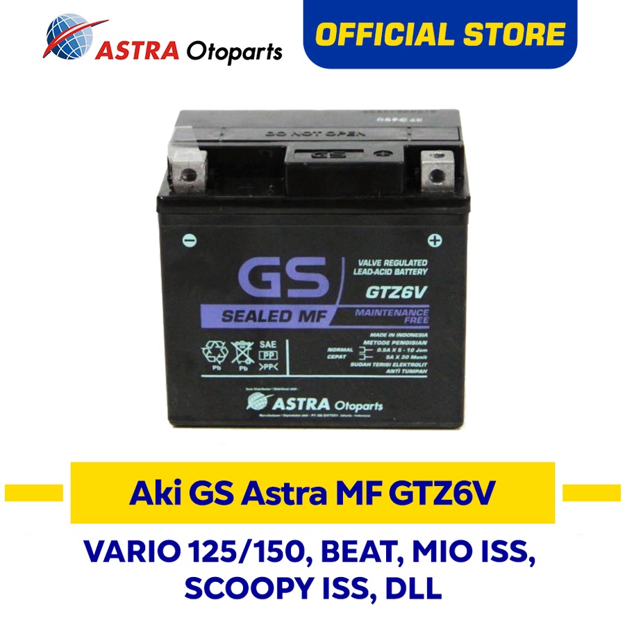 Jual Aki Motor GS ASTRA MF GTZ6V Vario 125 150 Beat Scoopy ISS Mio SSS
