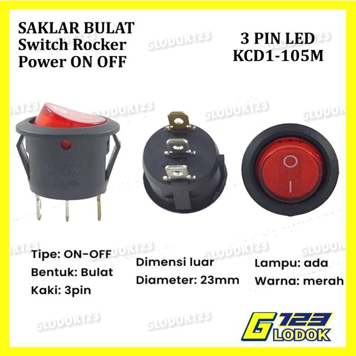 Saklar Power Switch Tombol ON OFF Bulat Roker Rocker Besar 2 3 4 Pin