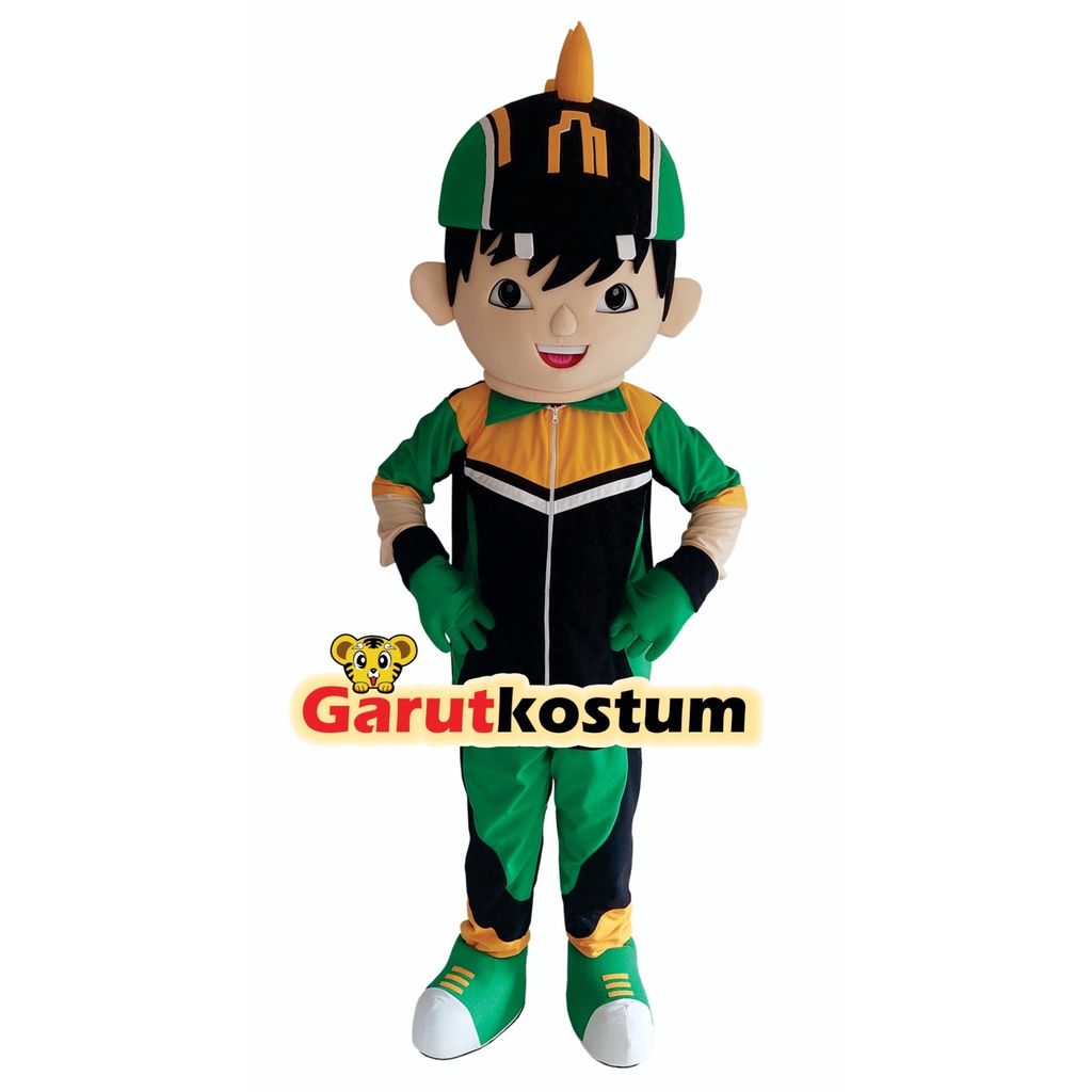 Kostum maskot badut karakter boboiboy hijau dewasa lucu costume
