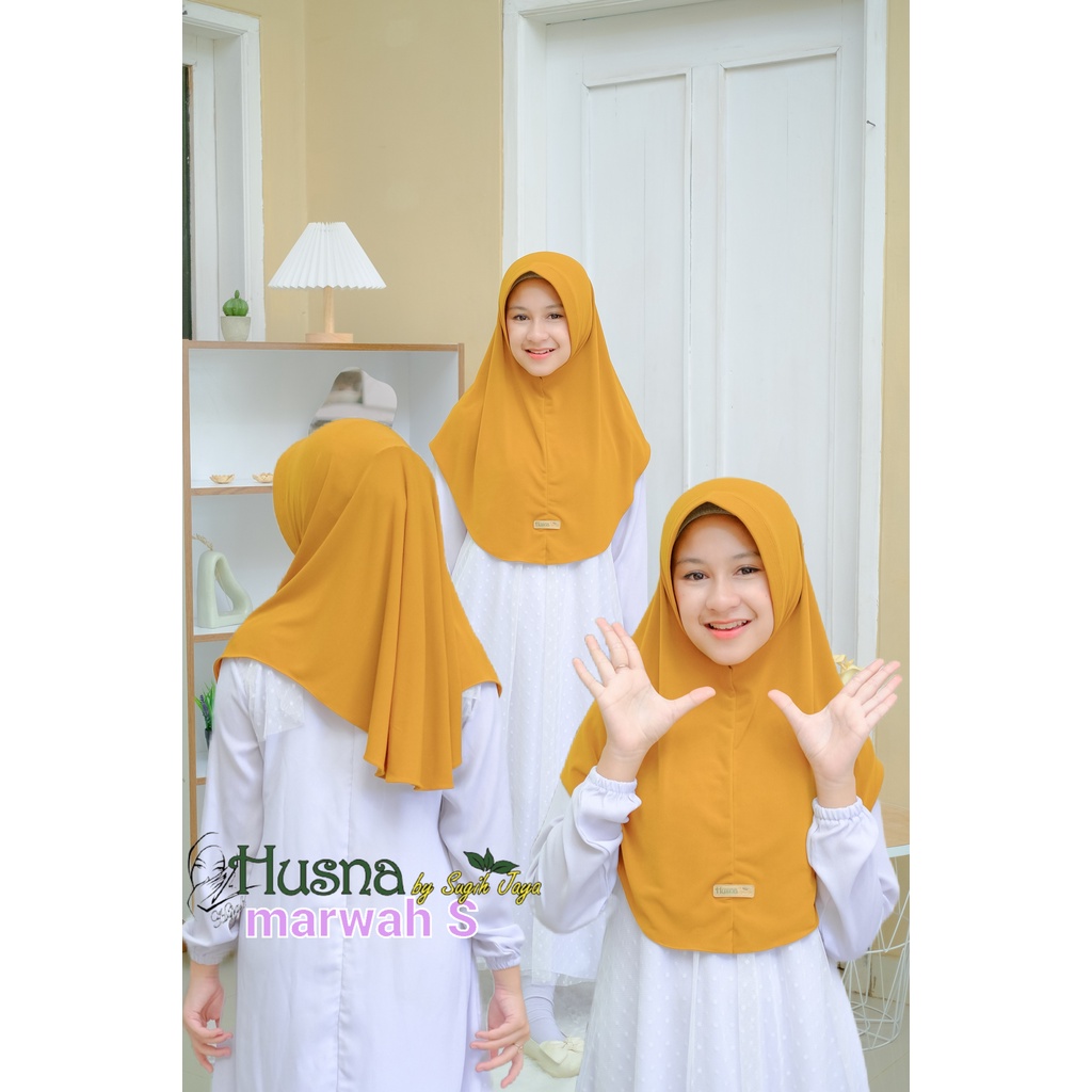 HUSNA Jilbab Bergo Ped Marwah Size S Jersey Premium JILBAB INSTAN ORI HUSNA