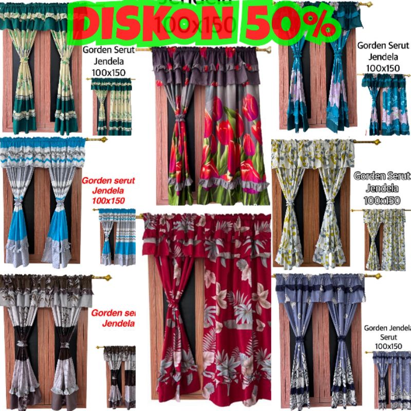 gorden jendela serut TER MURAH (motif random)