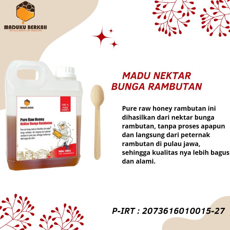 

pure raw honey nektar bunga rambutan 1000 gram