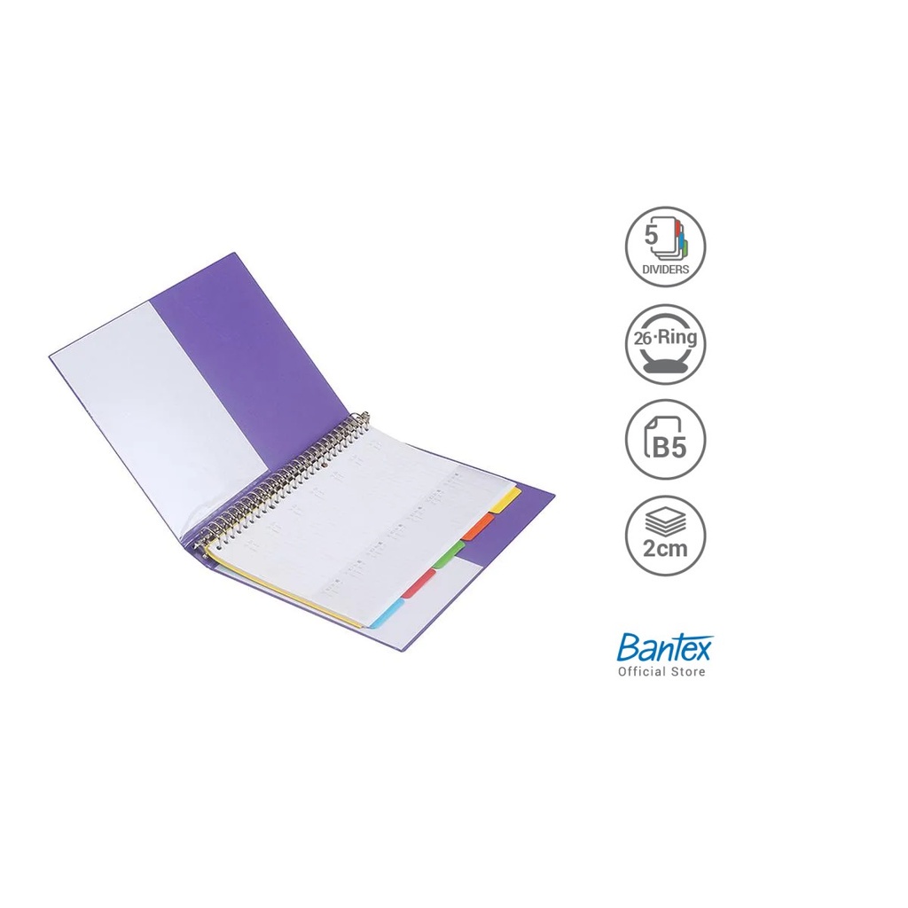 

Binder Bantex 1326 Size B5 25mm 26 Ring Metal bahan Pvc Semua Warna