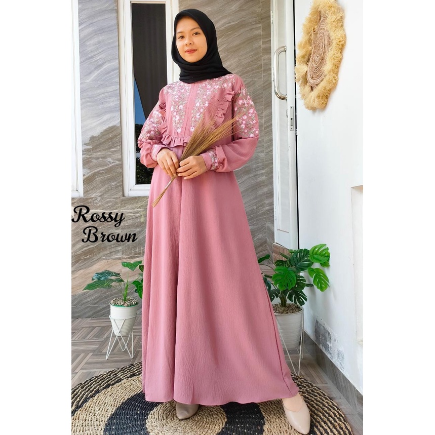 Gamis Salwa Bordir Premium / Gamis Crinkle Airflow Bordir