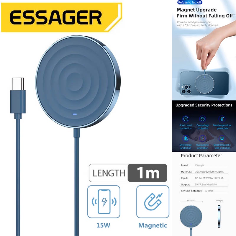 Essager EW-WB03 Wireless Magnetic Charger 15w - Magnet Magsafe Mag Fast Quick Charge Power Delivery 