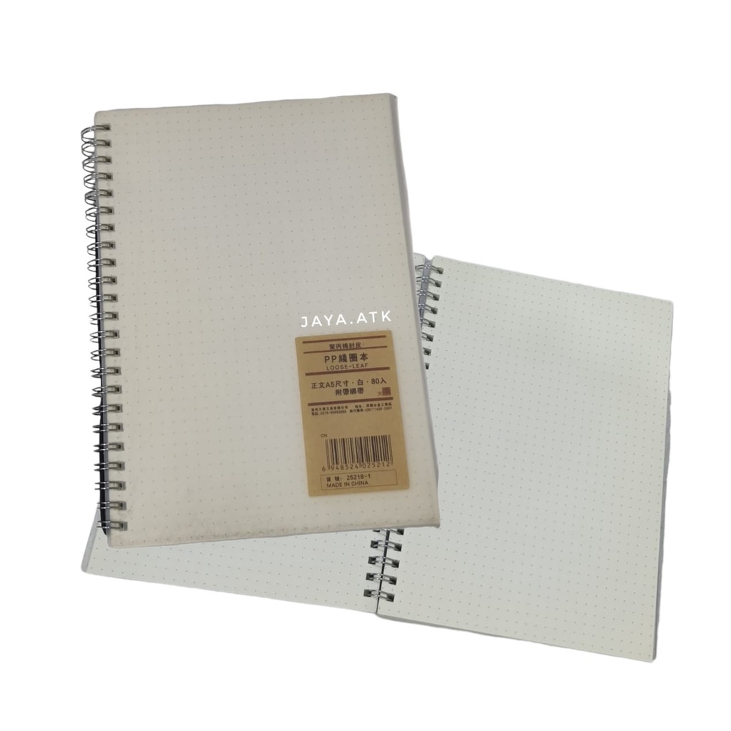 

NOTEBOOK BUKU RING A5 DOT TITIK COVER MIKA PUTIH BENING BUKU JURNAL BUJO