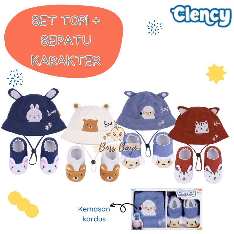 CLENCY Topi Set Sepatu Bayi Karakter- CLT4441 CLT4442 CLT4443 CLT4444