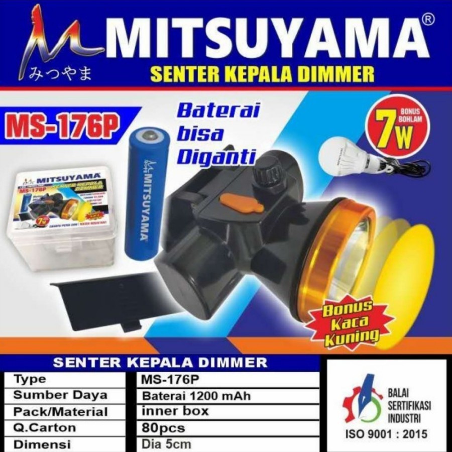 Senter kepala Headlamp 20 watt Dimmer MITSUYAMA MS-176P