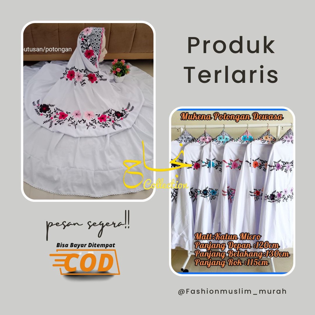 MUKENA ATAS BAWAH BORDIR MURAH COD MOTIF BUNGA