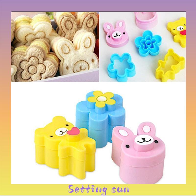 3Pcs/Set Cetakan Roti Biskuit Sandwich Bentuk Kartun Lucu Untuk Anak-Anak TN