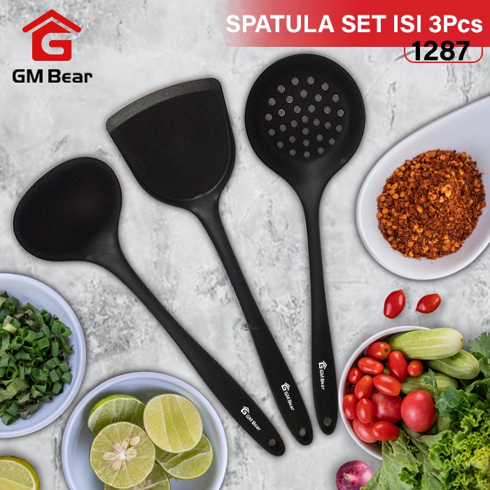 GM Bear Sutil Spatula Set Silikon isi 3pcs 1287 -Spatula Silicon Set