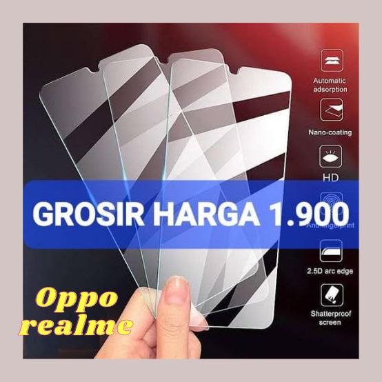 TEMPERED GLASS KACA BENING ANTI GORES/PELINDUNG LAYAR KACA BENING/ TG KACA BENING REALME 3 3PRO 5 PRO 5/5i/C3 6 PRO 7 7 PRO 8 8 PRO X2 X7 PRO C11 C12 C15 C20 C21 C25 C31 C35 C21Y C25Y NARZO 20 NARZO 30A NARZO 50