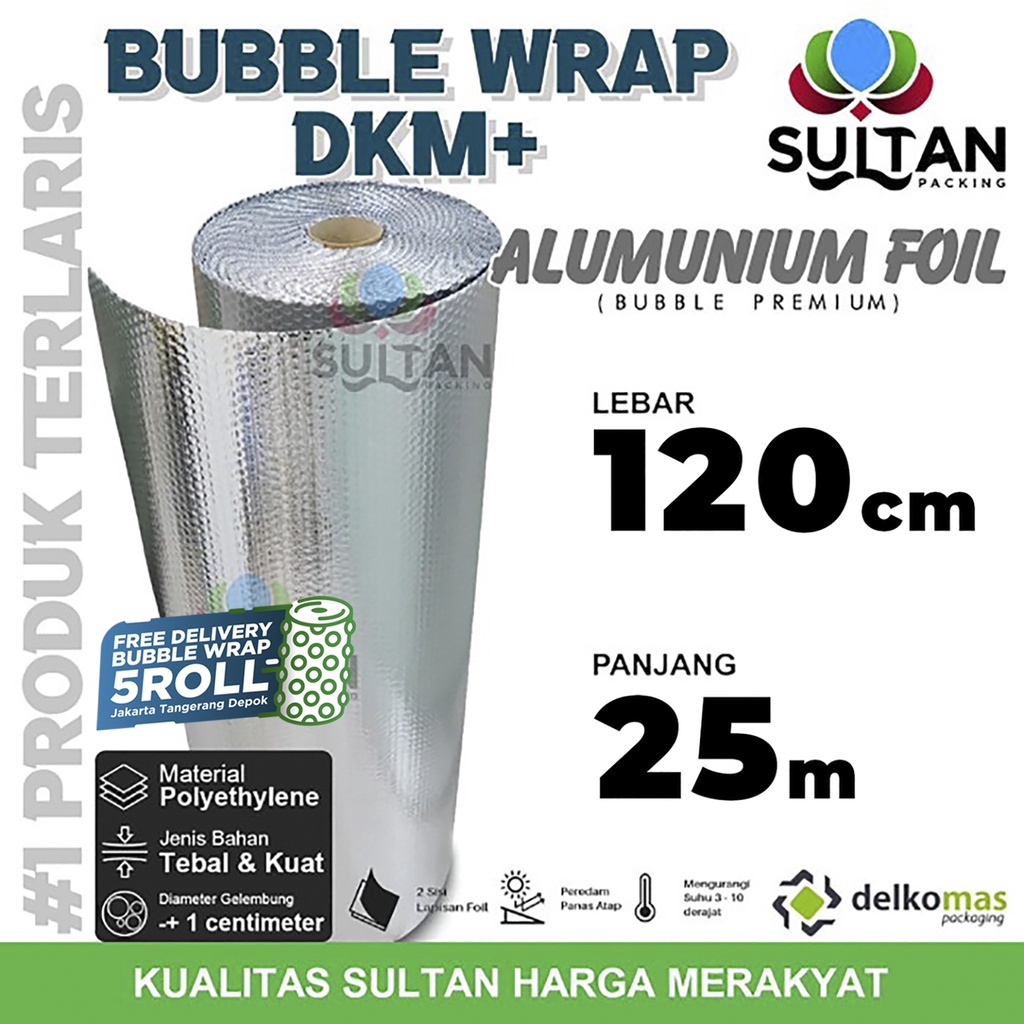 

Plastik Bubble Wrap Alumunium Foil 120cm x 25m