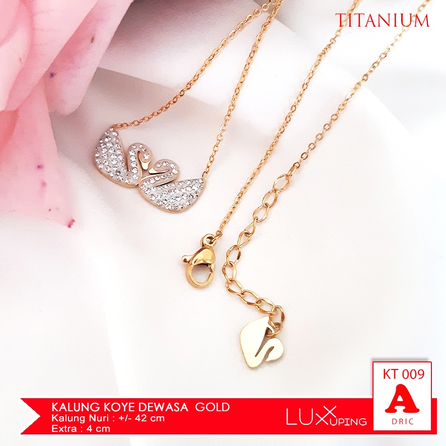 KT 009 Kalung Titanium Angsa Swan Permata Zirkon Perhiasan Pengganti Emas Anti Karat Selamanya Luxx Xuping