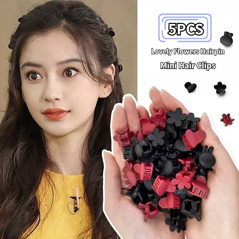 5pcs Jepit Rambut Bayi Insang Manis Kecil/Matte Plastik Mini Hair Claw Clips Barrettes Hiasan Kepala