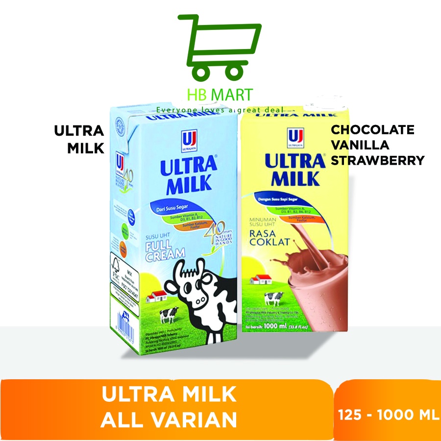 

UltraMilk Susu UHT 200 ml / Ultra Milk Susu UHT Coklat 200ml / Ultra Milk Susu UHT Stroberi 200 ml / Ultra Milk Susu UHT Vanilla 200 ml