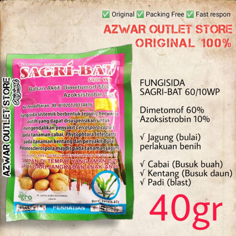 SAGRI BAT 60/10WP Fungisida sistemik untuk mencegah Bulai tanaman Jagung (perlakuan benih) , cabai, 